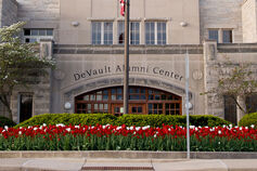 Front entrance of DeVault Alumni Center.